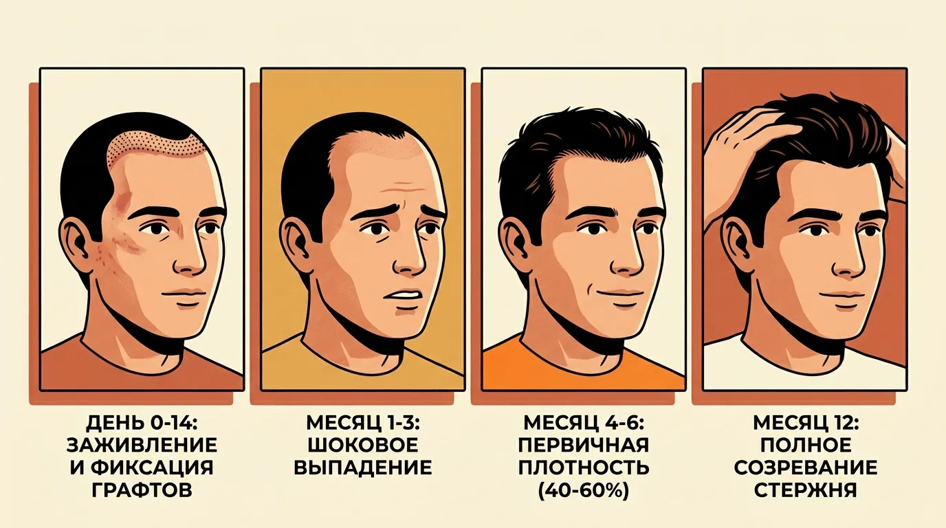 Этапы восстановления и получения результата после пересадки волос